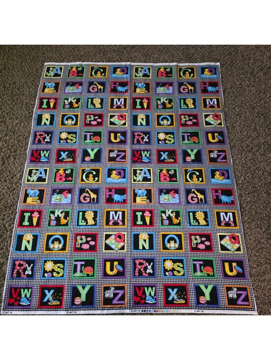 Mbt Other - MBT Vintage Alphabet Animal Quilt Fabric Panel 36 x 45 Inches